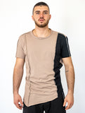 Crooked Asymmetrical Beige + Black T-Shirt