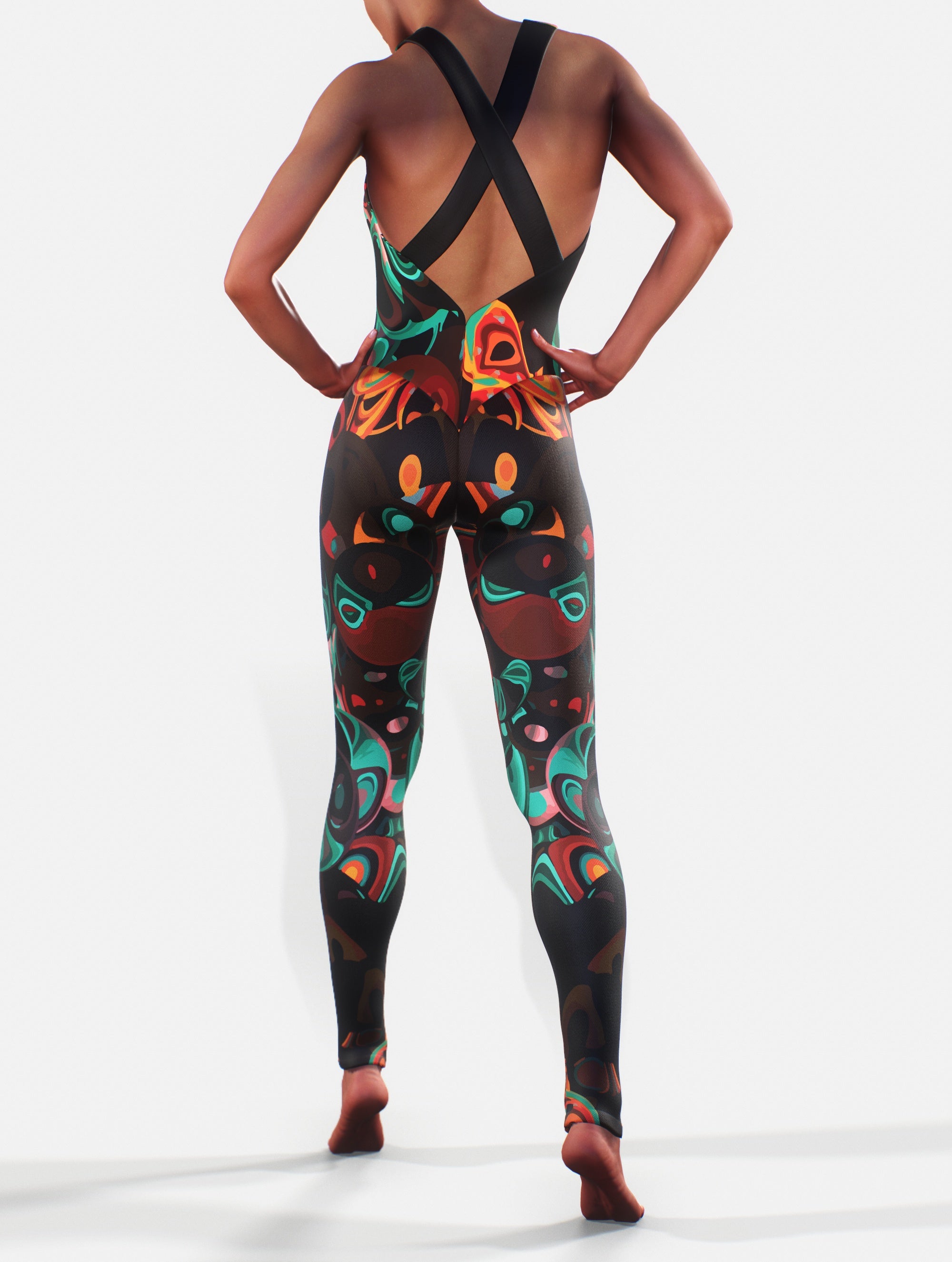 Brown Orange Abstract Bodysuit