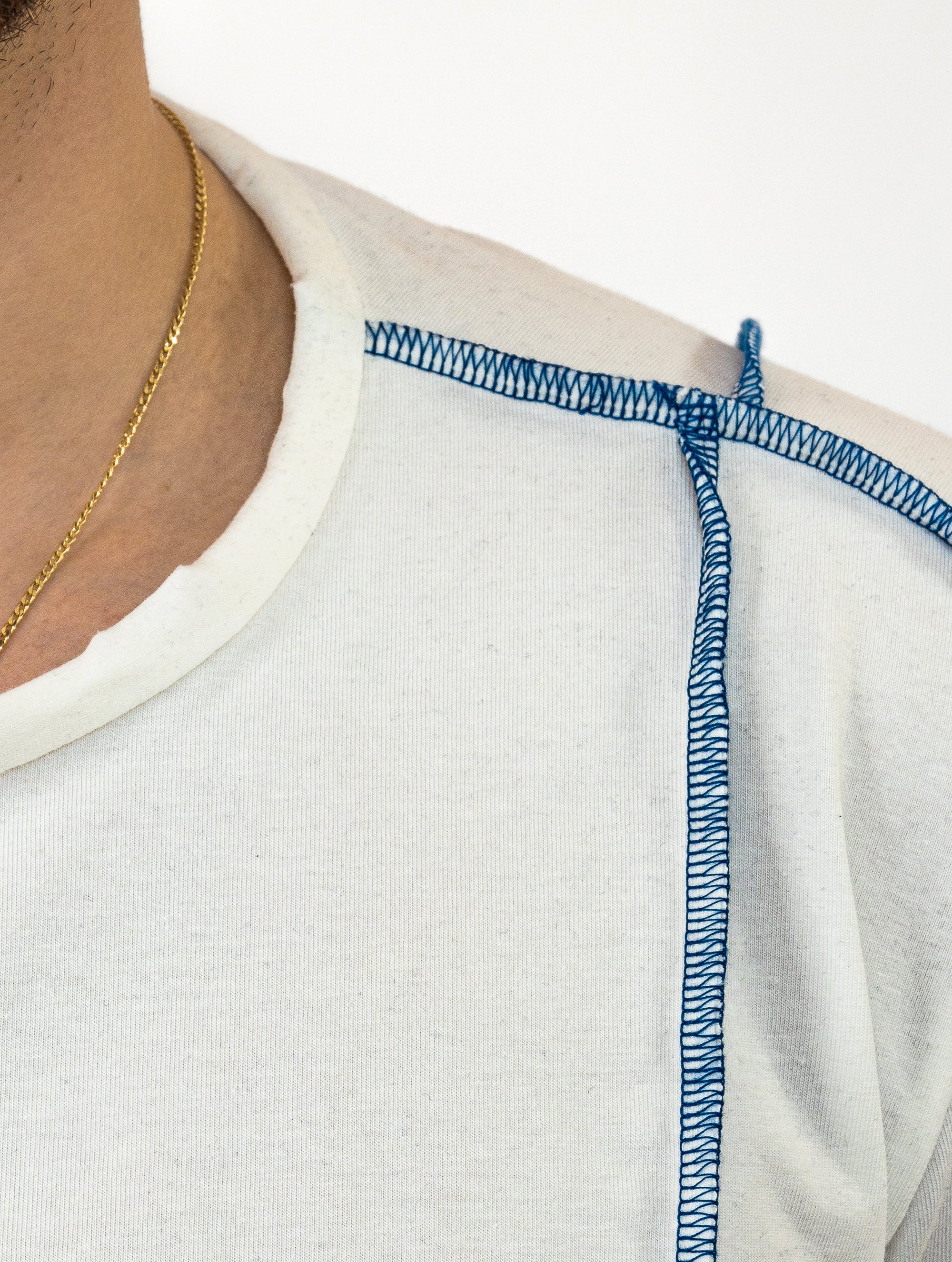 Crooked Asymmetrical White-Blue T-Shirt