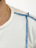 Crooked Asymmetrical White-Blue T-Shirt