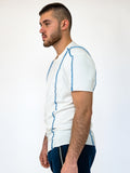 Crooked Asymmetrical White-Blue T-Shirt