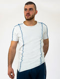 Crooked Asymmetrical White-Blue T-Shirt