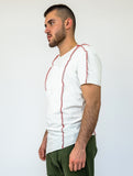 Crooked Asymmetrical White-Red T-Shirt