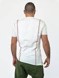 Crooked Asymmetrical White-Red T-Shirt