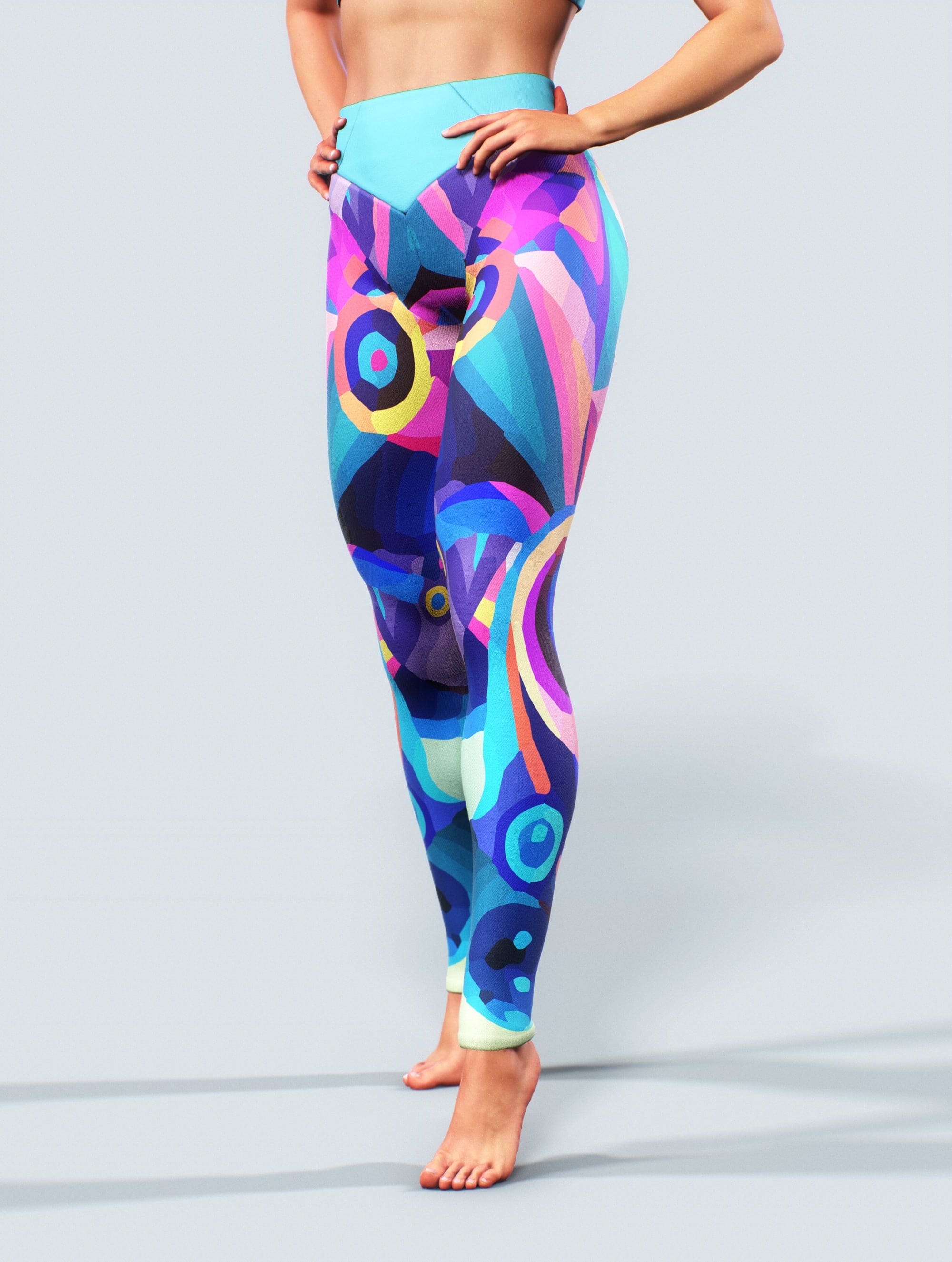 Abstract Art Blue Yoga Pants-High waisted leggings-bootysculpted