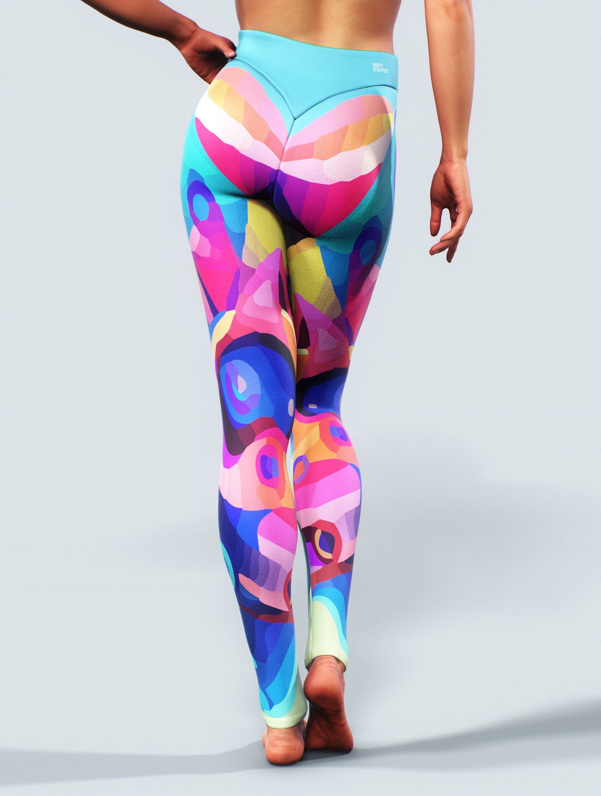 Abstract Art Blue Yoga Pants-High waisted leggings-bootysculpted