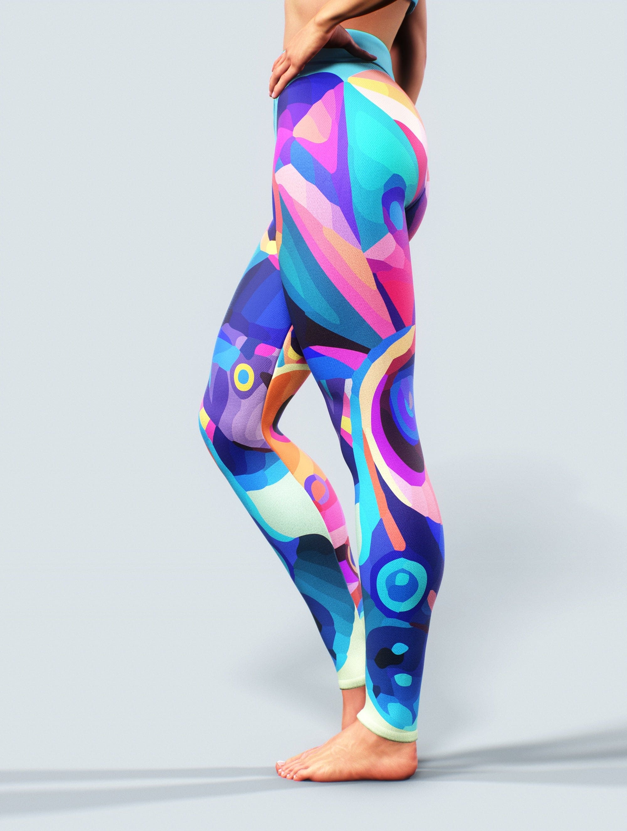 Abstract Art Blue Yoga Pants-High waisted leggings-bootysculpted