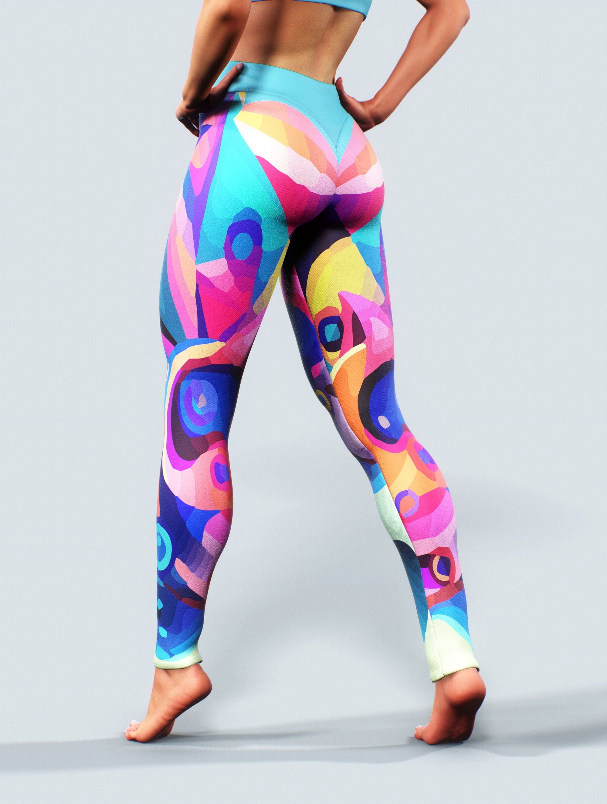 Abstract Art Blue Yoga Pants-High waisted leggings-bootysculpted