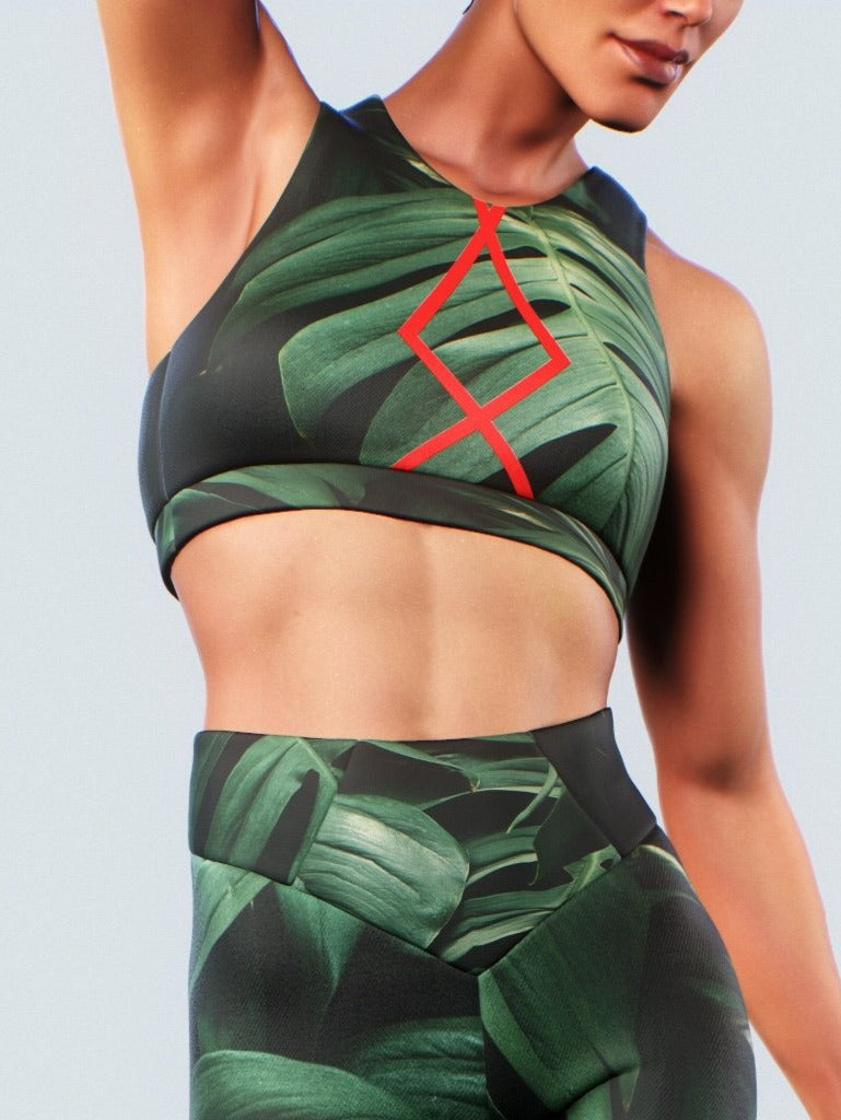 Anegada Palm Sports Bra-Sports bra-bootysculpted