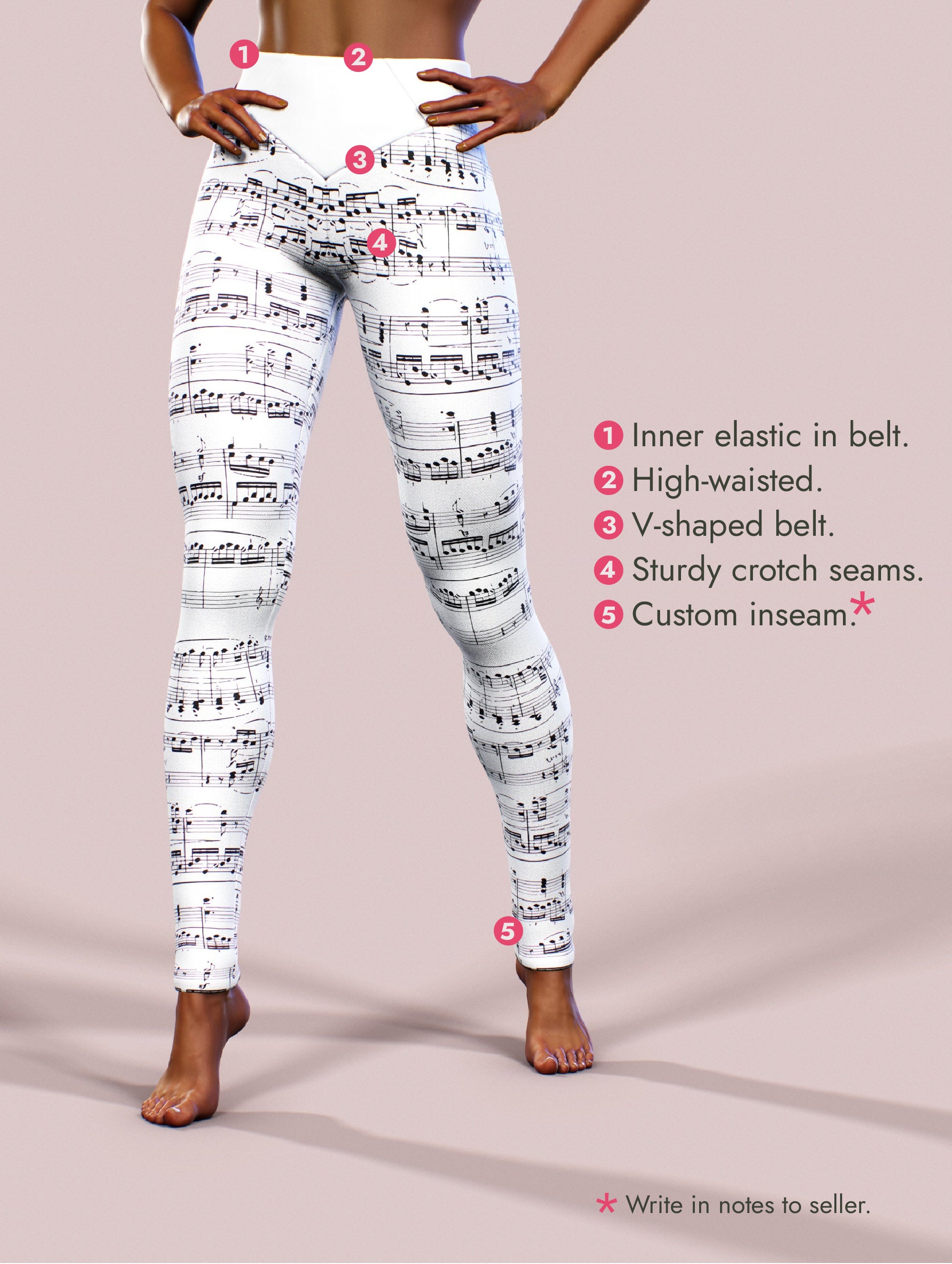 Beethoven's Music White Leggings