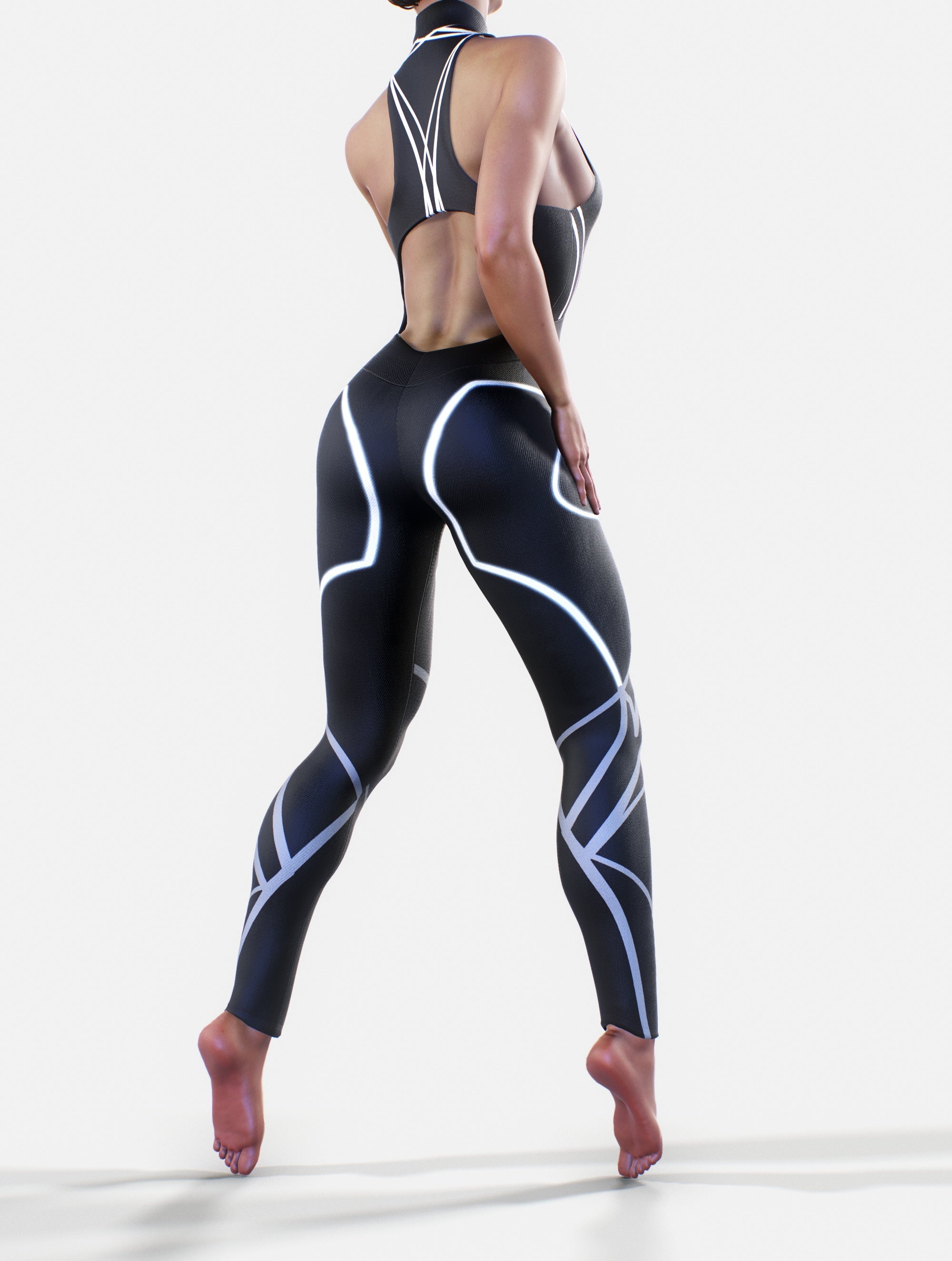Black Lines Shaping Long Suit-unitard-bootysculpted