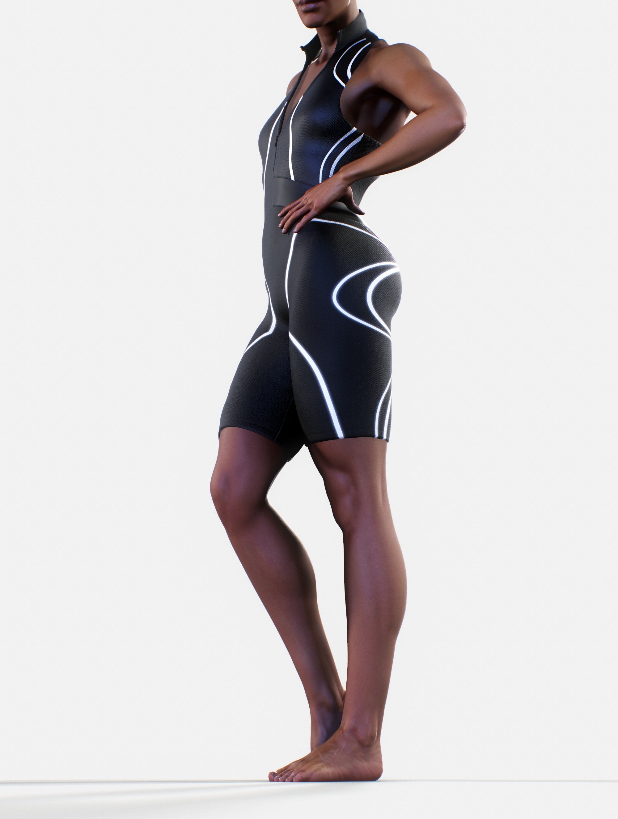 Black Lines Short Suit-unitard-bootysculpted