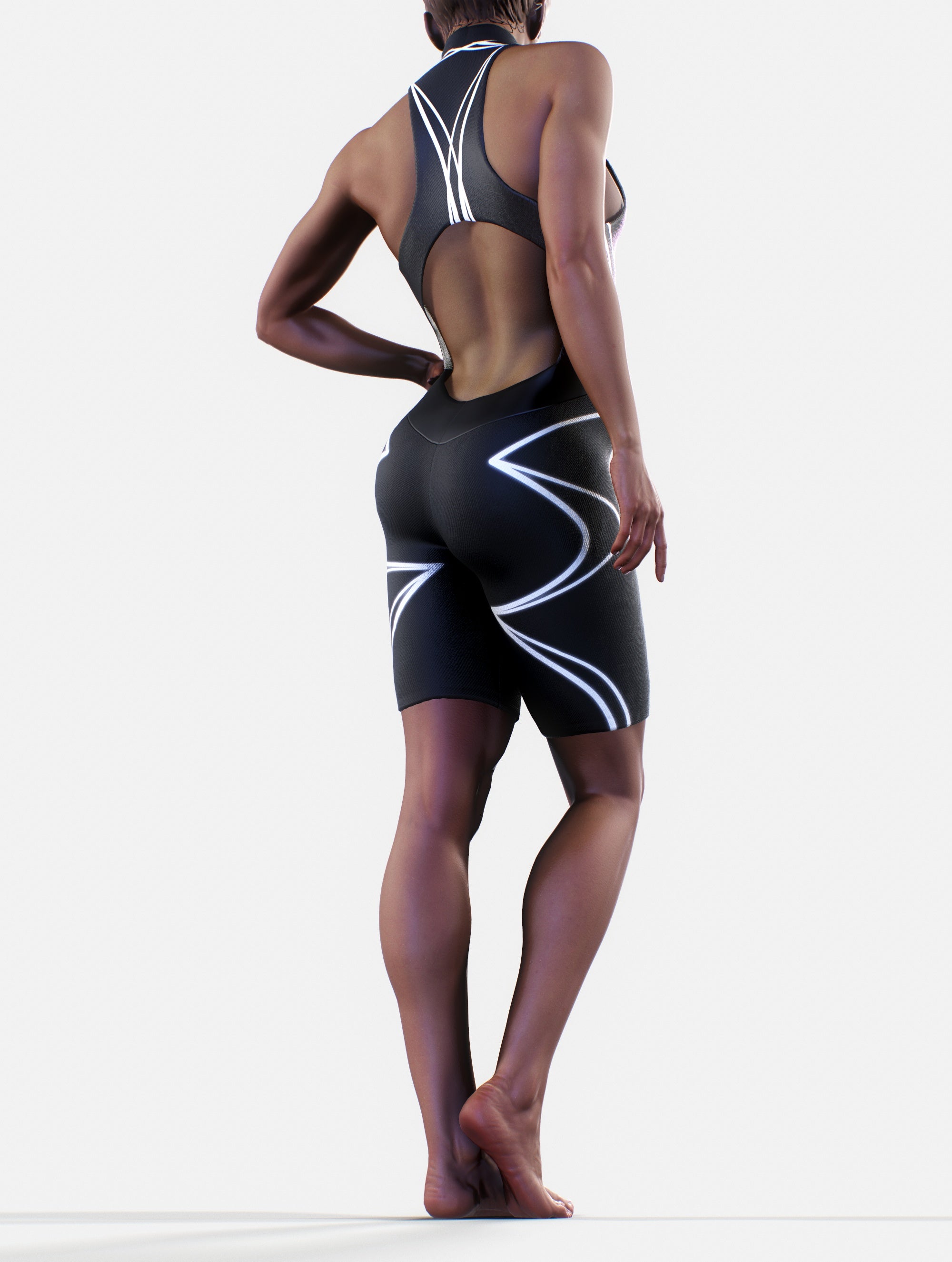Black Lines Short Suit-unitard-bootysculpted