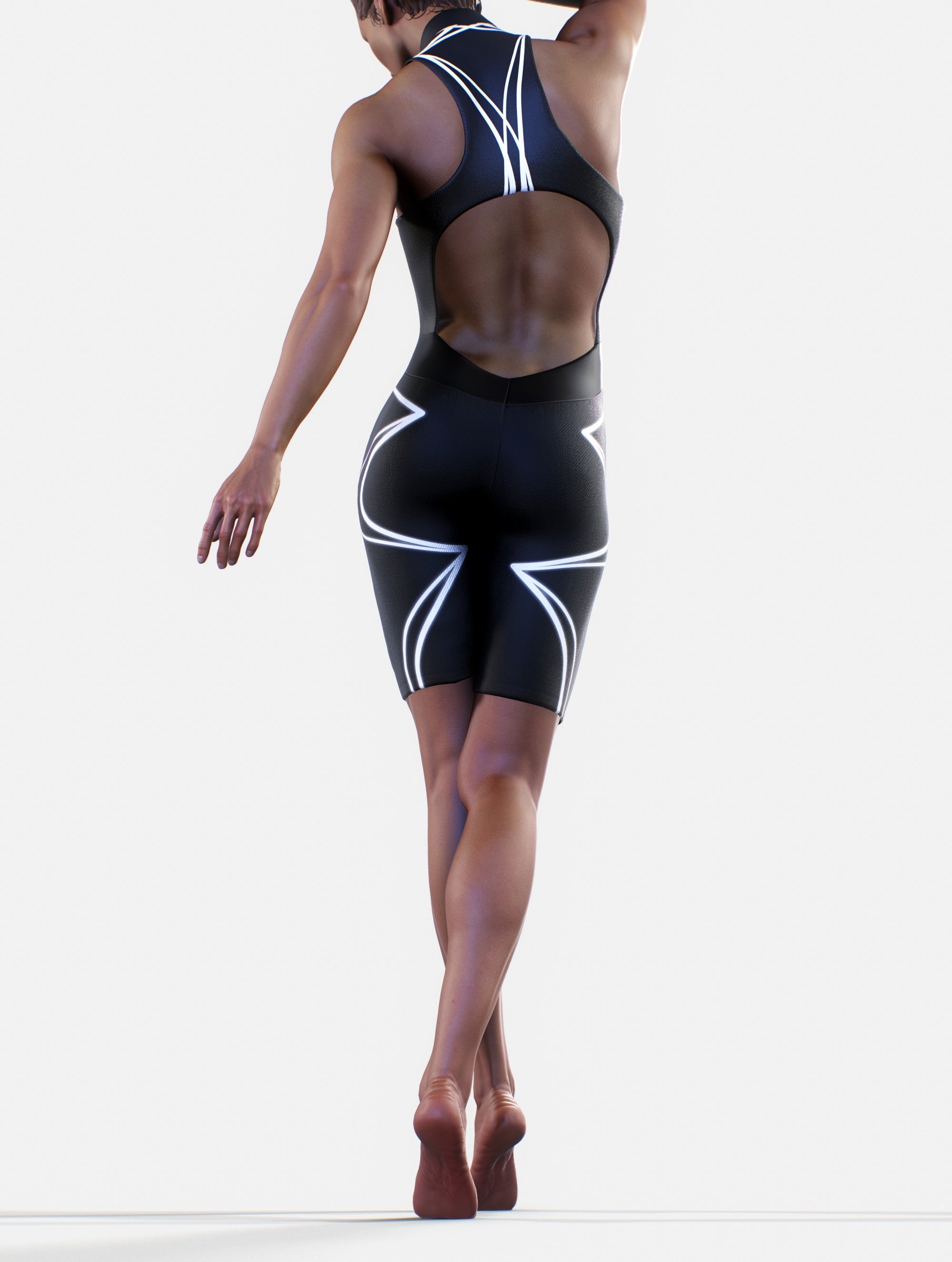 Black Lines Short Suit-unitard-bootysculpted