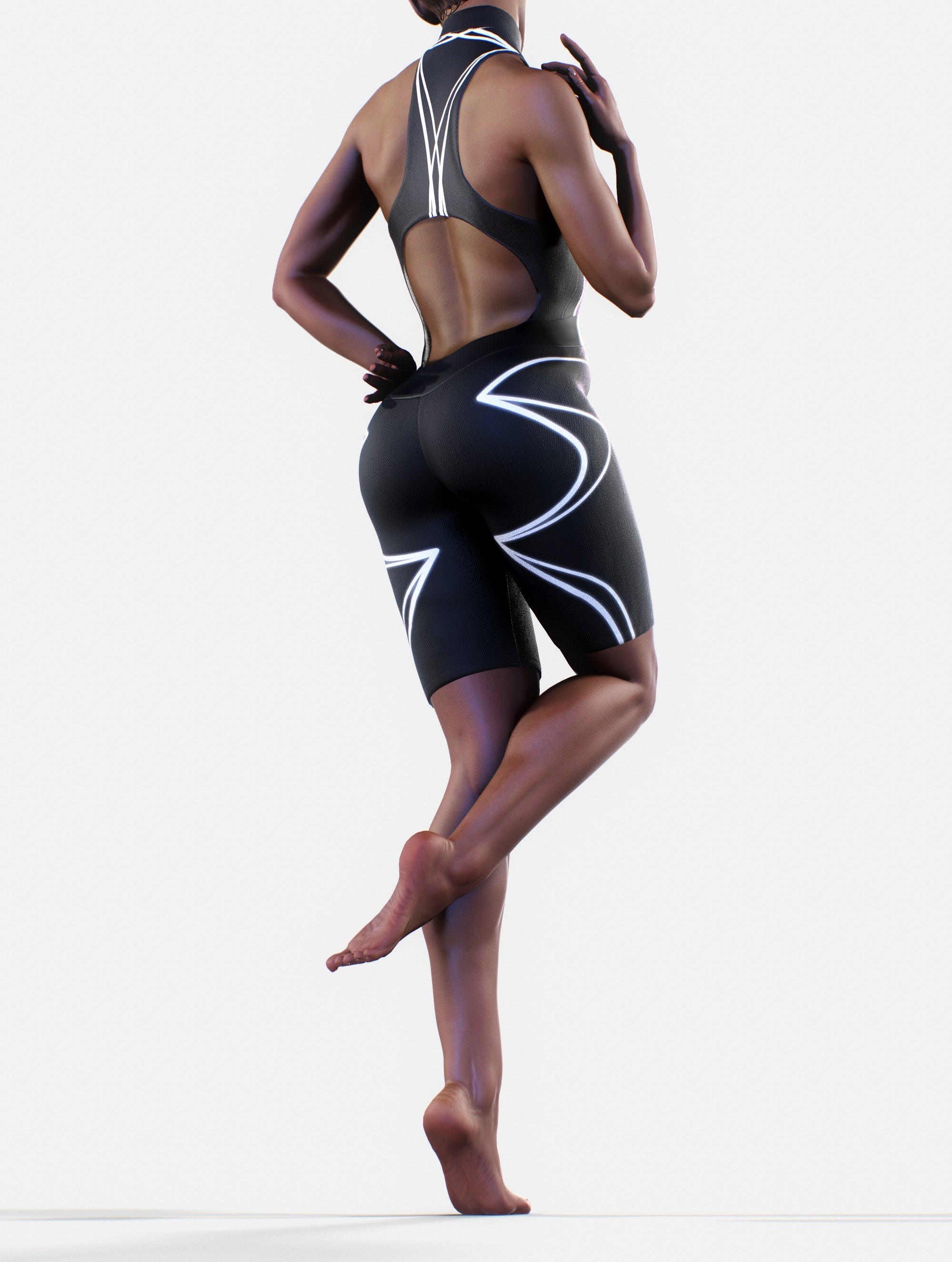 Black Lines Short Suit-unitard-bootysculpted