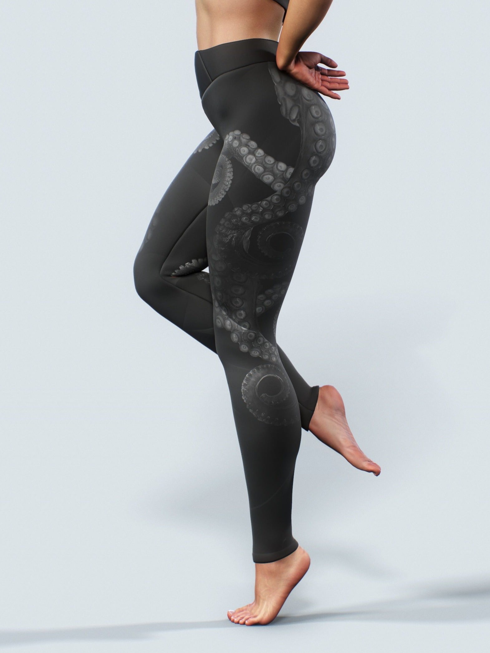 Black Octopus Tights-High waisted leggings-bootysculpted