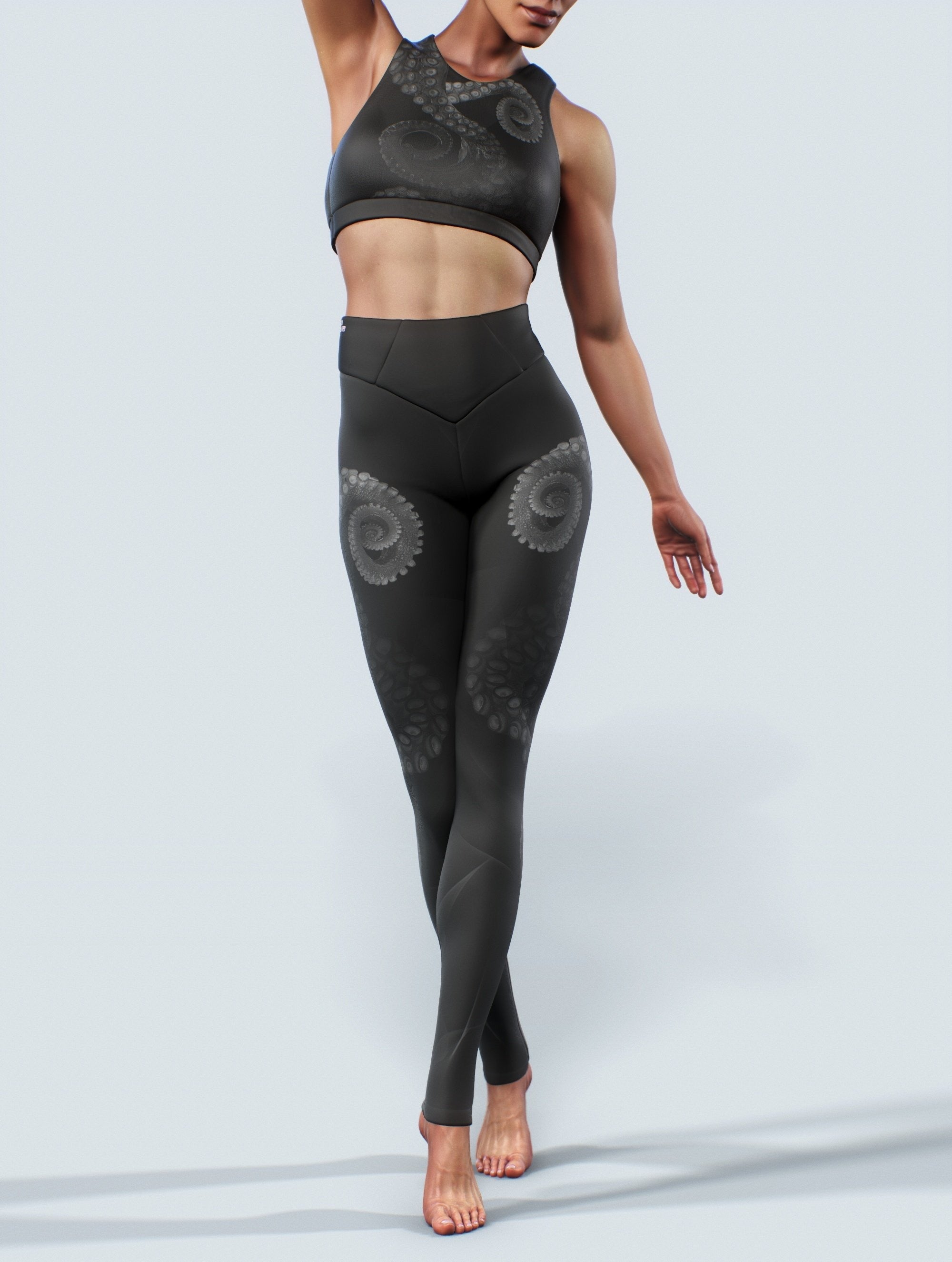 Black Octopus Tights-High waisted leggings-bootysculpted
