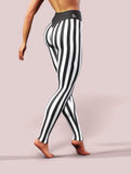Black White Stripes Leggings-High waisted leggings-bootysculpted