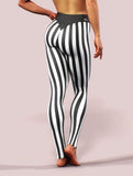 Black White Stripes Leggings-High waisted leggings-bootysculpted