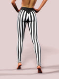 Black White Stripes Leggings-High waisted leggings-bootysculpted