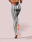 Black White Stripes Leggings-High waisted leggings-bootysculpted
