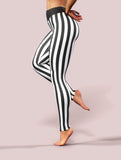 Black White Stripes Leggings-High waisted leggings-bootysculpted