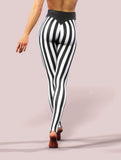 Black White Stripes Leggings-High waisted leggings-bootysculpted