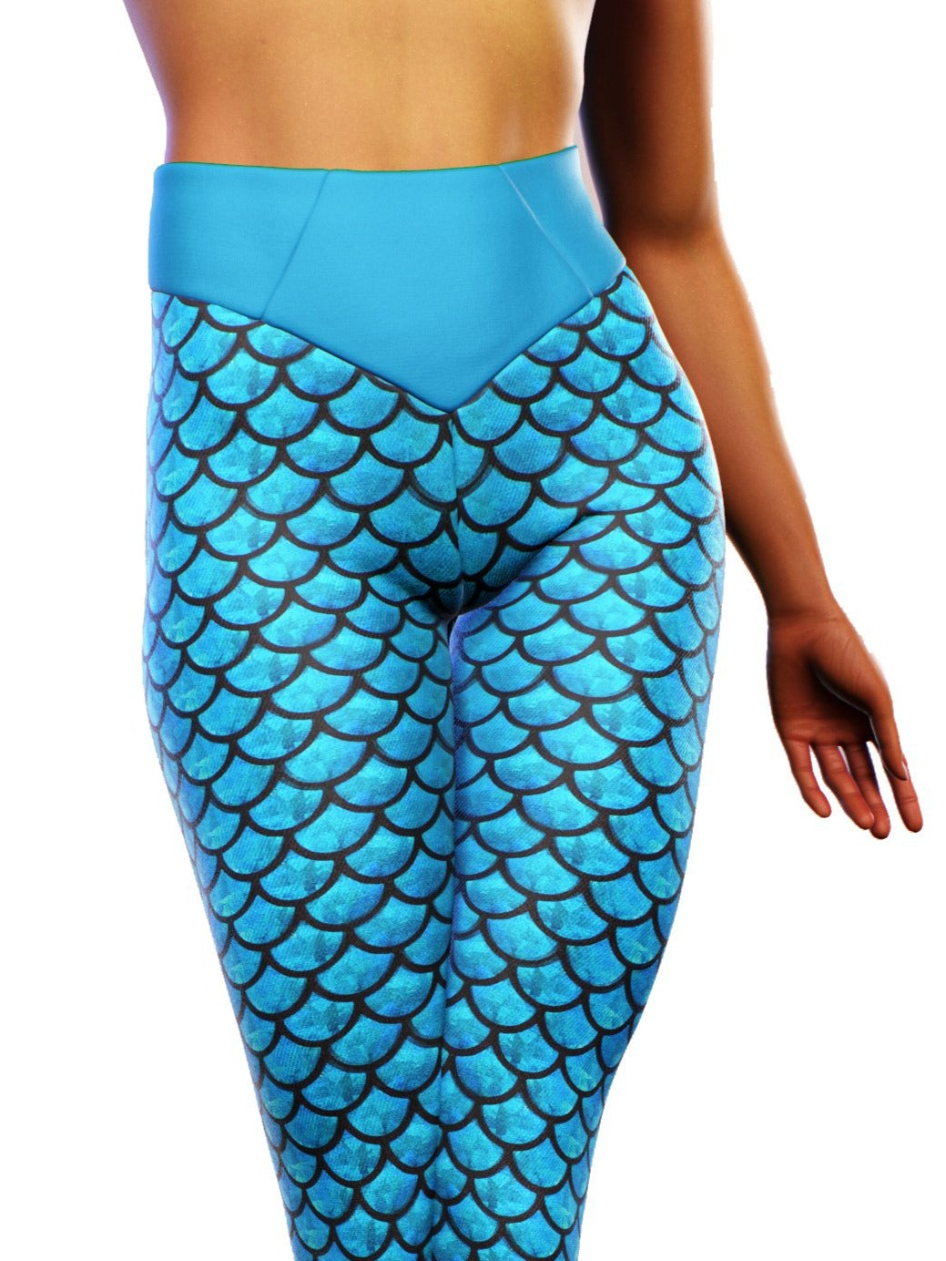 Blue Mermaid Yoga Pants-High waisted leggings-bootysculpted