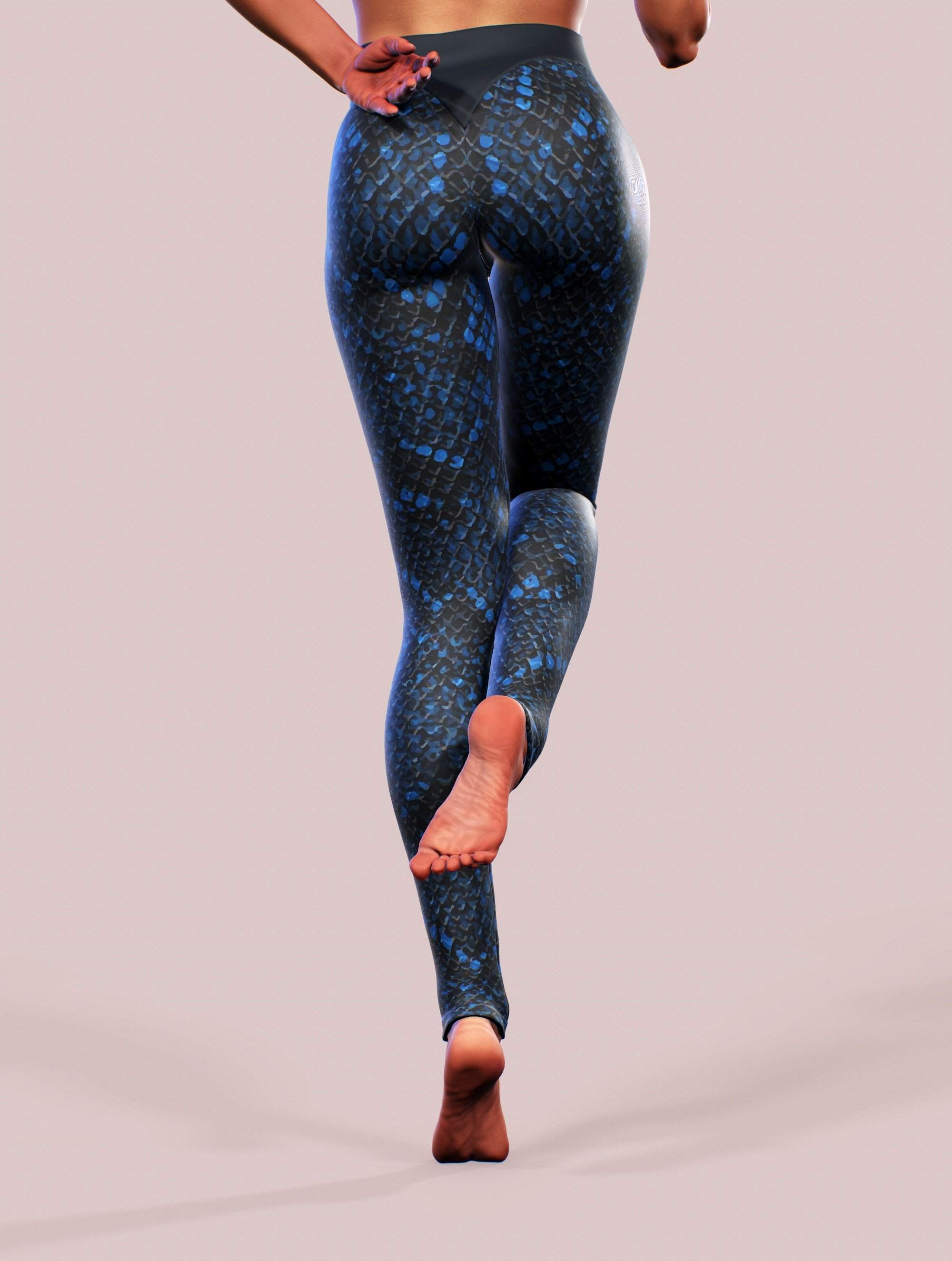 Blue Python Leggings-High waisted leggings-bootysculpted
