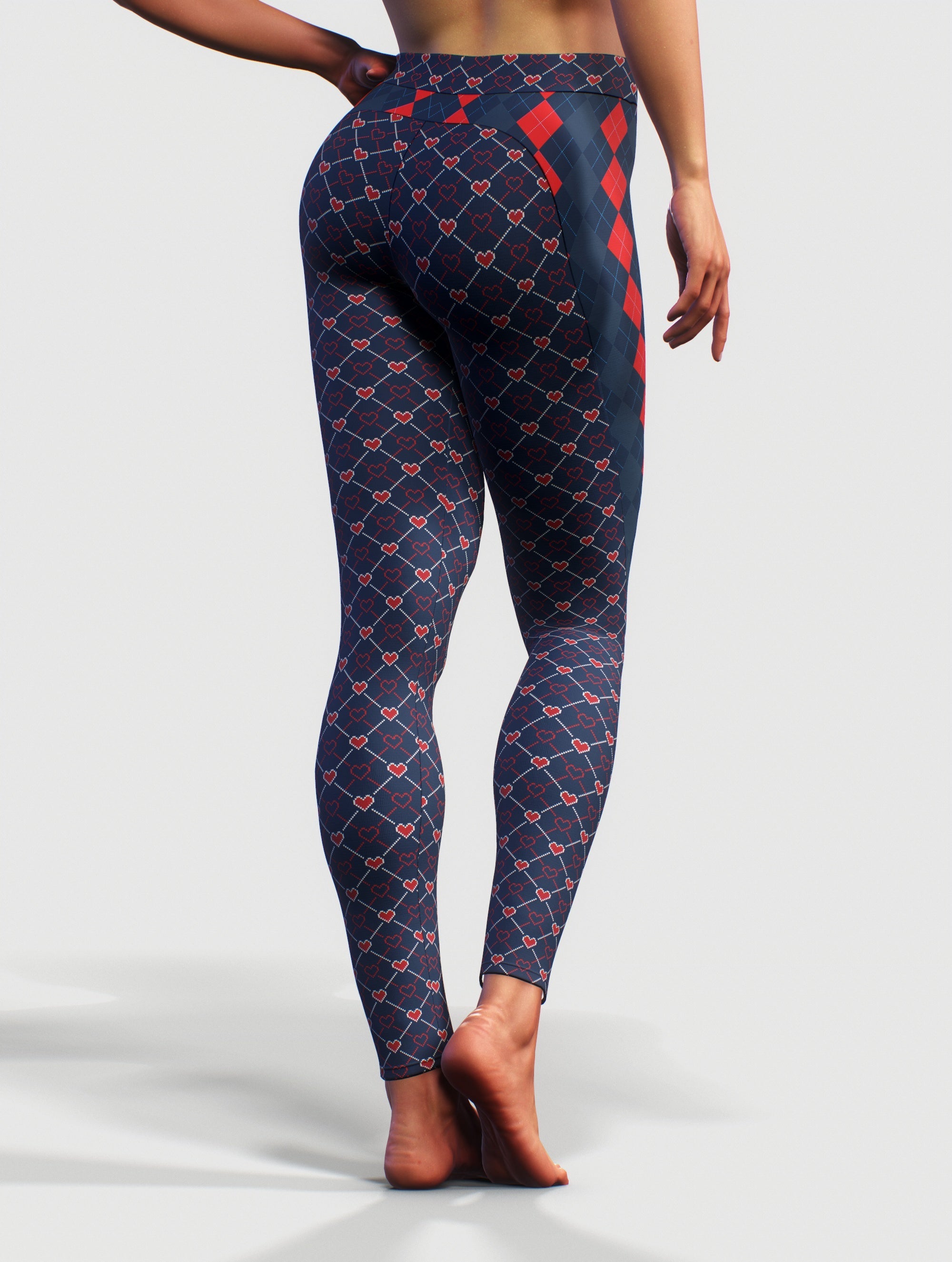 Blue Red Argyle Leggings-High waisted leggings-bootysculpted