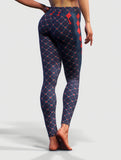 Blue Red Argyle Leggings-High waisted leggings-bootysculpted