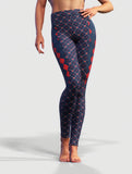 Blue Red Argyle Leggings-High waisted leggings-bootysculpted