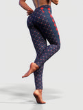 Blue Red Argyle Leggings-High waisted leggings-bootysculpted