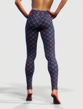 Blue Red Argyle Leggings-High waisted leggings-bootysculpted