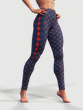 Blue Red Argyle Leggings-High waisted leggings-bootysculpted