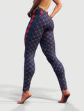 Blue Red Argyle Leggings-High waisted leggings-bootysculpted