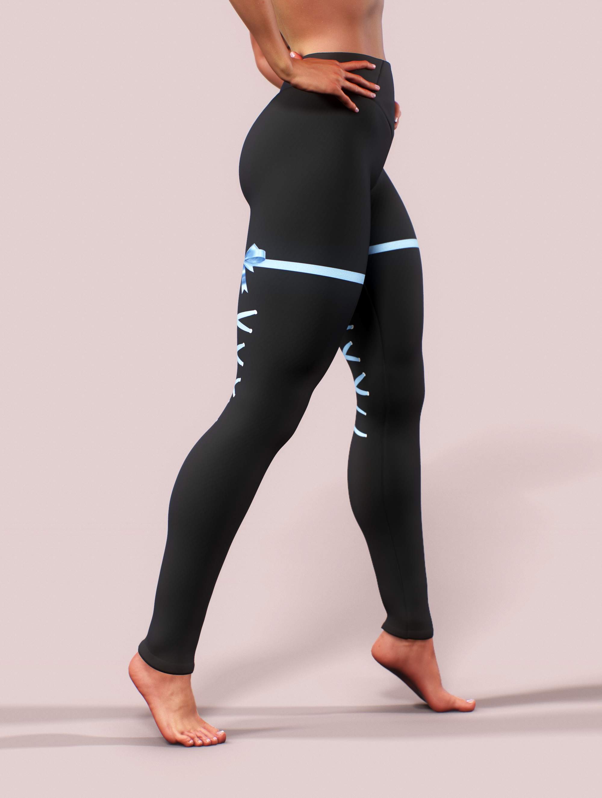 Blue Ribbon Leggings-High waisted leggings-bootysculpted