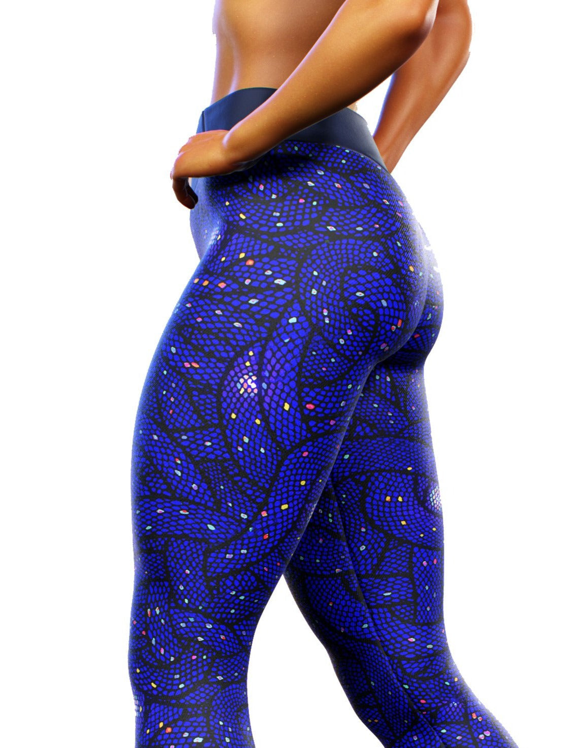 Blue Snakes Party Leggings-High waisted leggings-bootysculpted