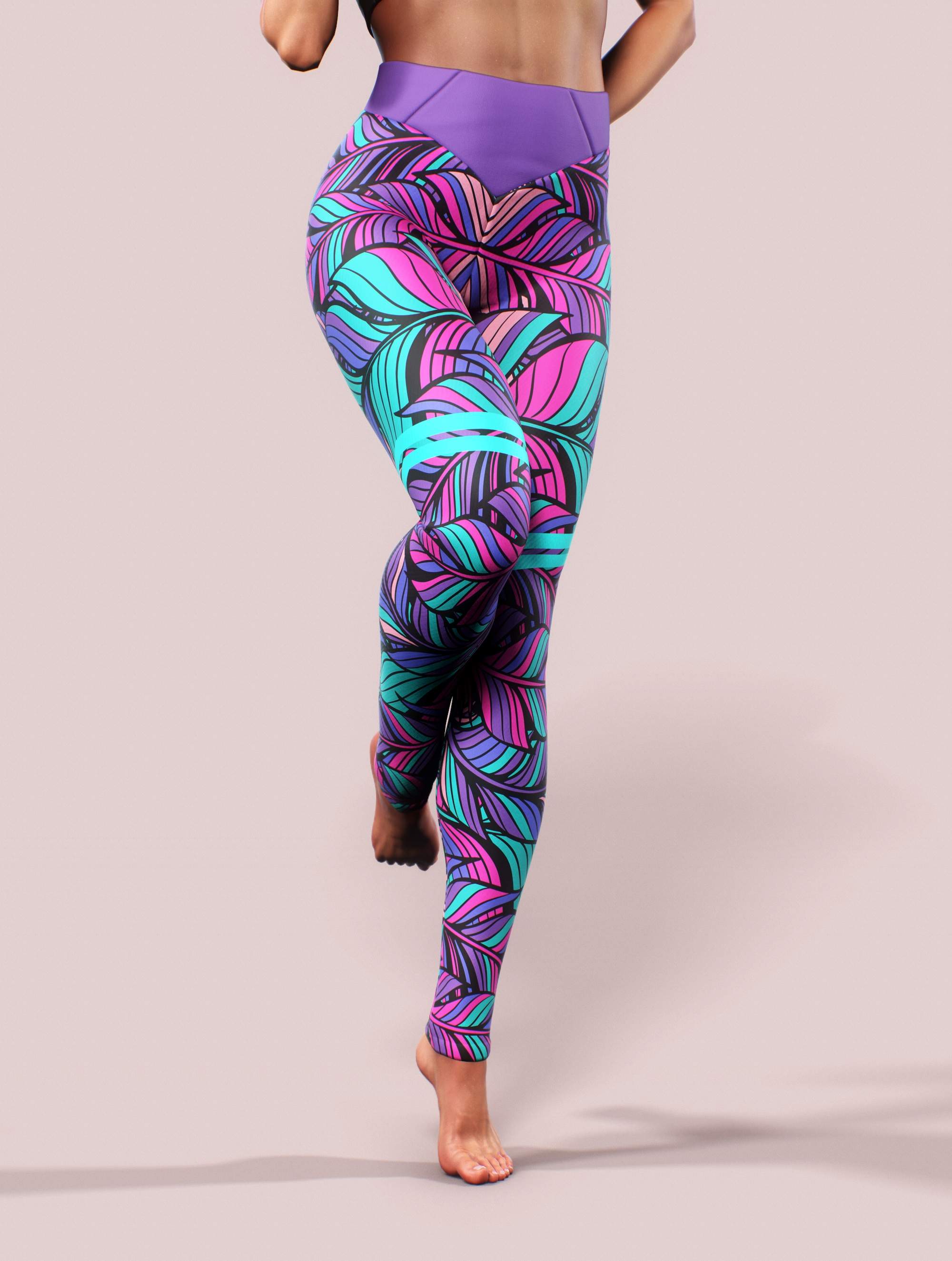 Boho Feathers Tall Leggings-High waisted leggings-bootysculpted