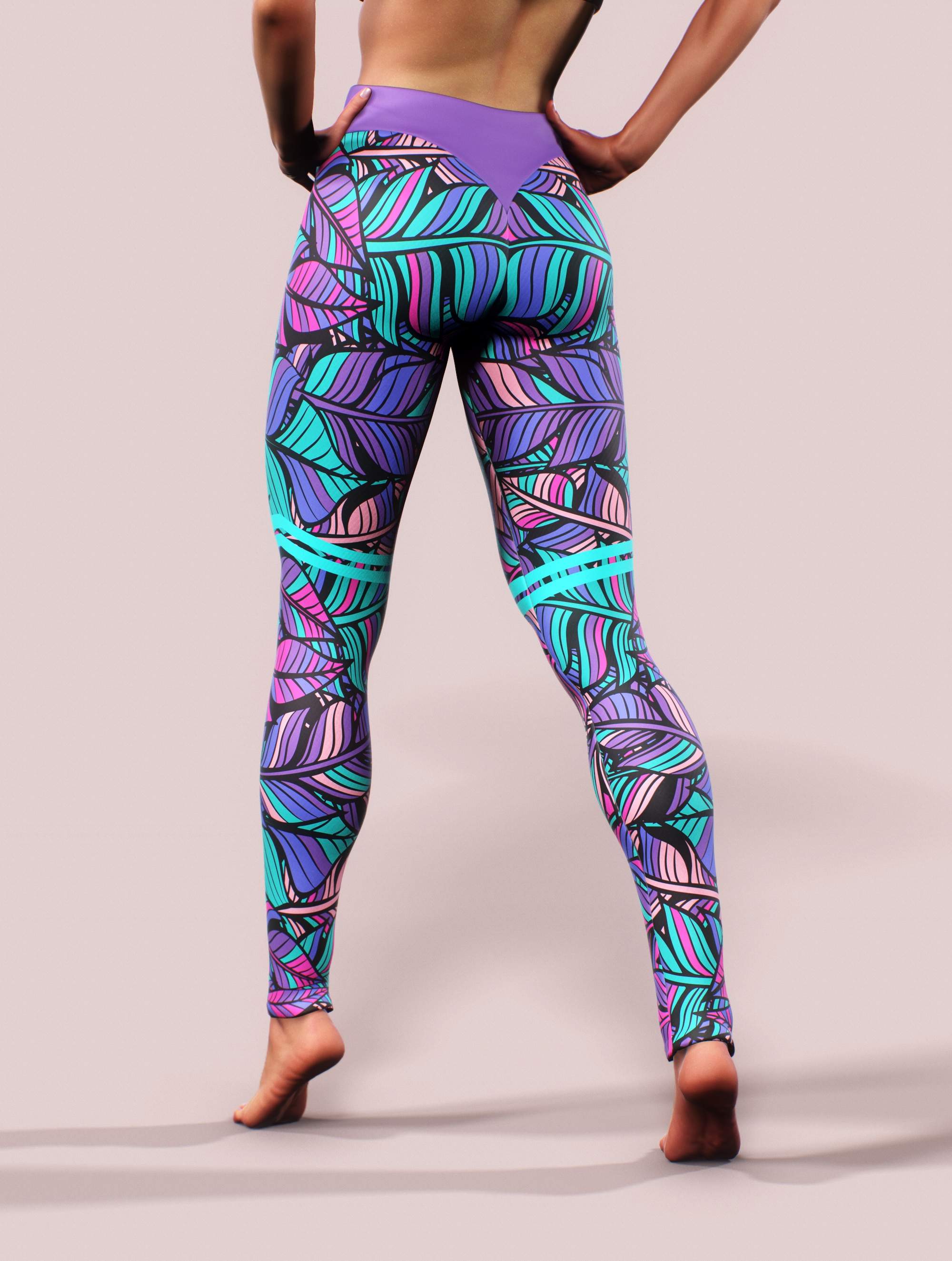 Boho Feathers Tall Leggings-High waisted leggings-bootysculpted