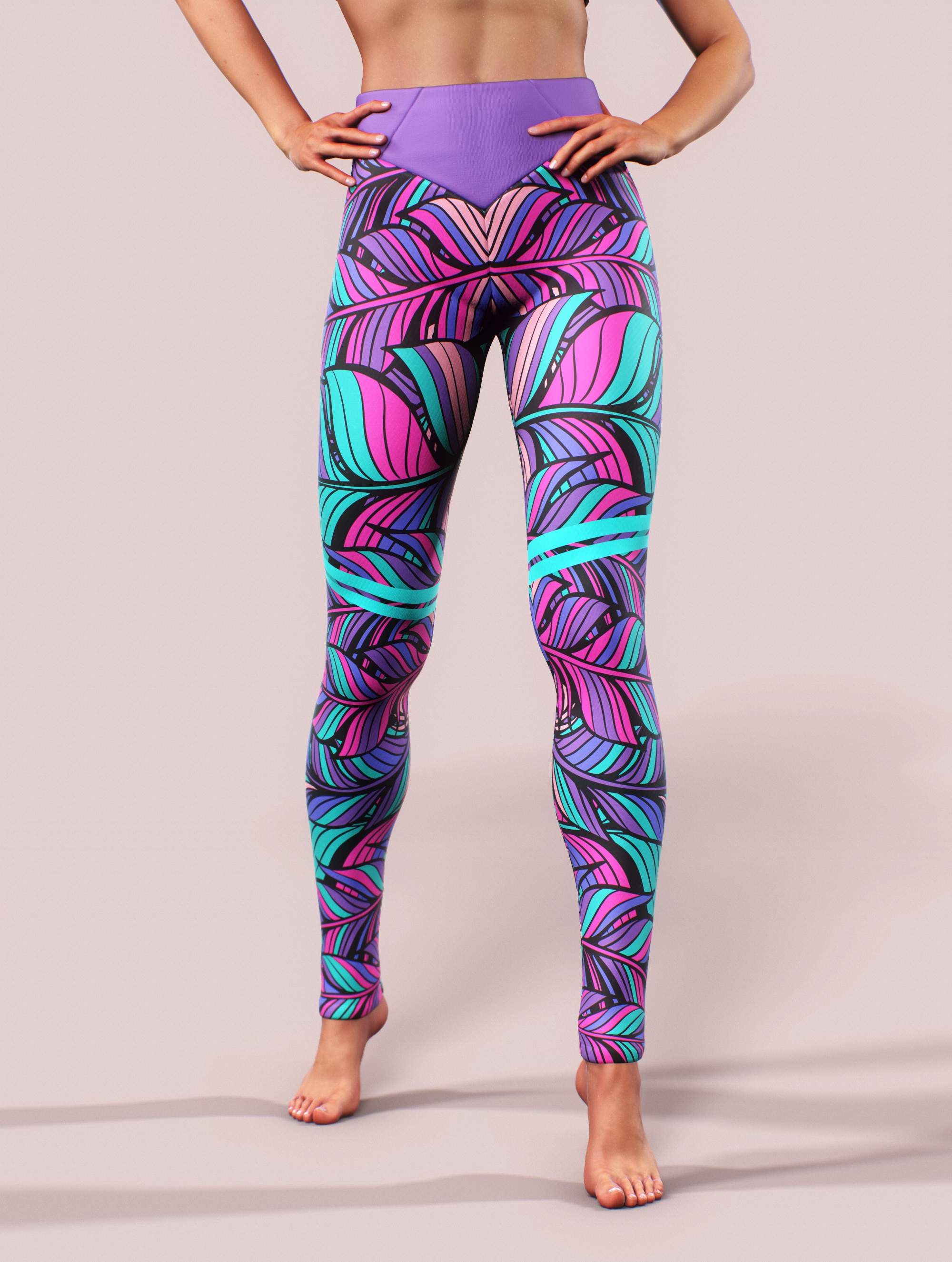 Boho Feathers Tall Leggings-High waisted leggings-bootysculpted