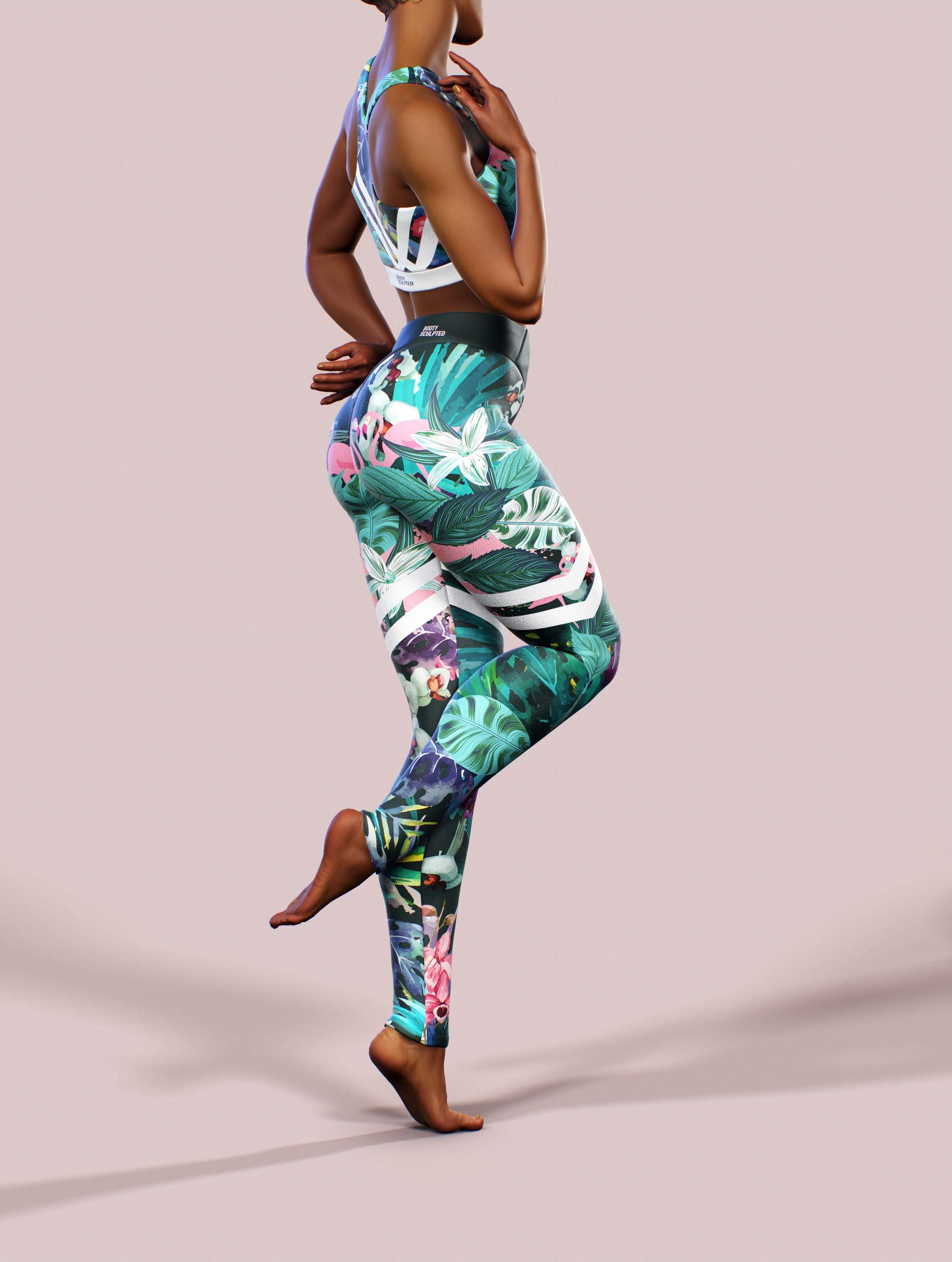 Brunei Orchids High Leggings-High waisted leggings-bootysculpted