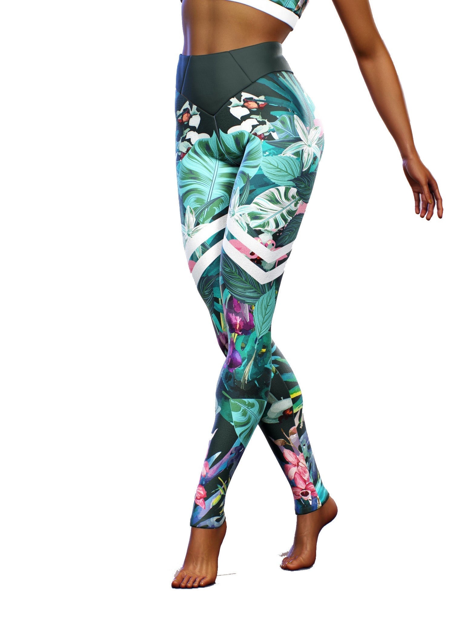 Brunei Orchids High Leggings-High waisted leggings-bootysculpted