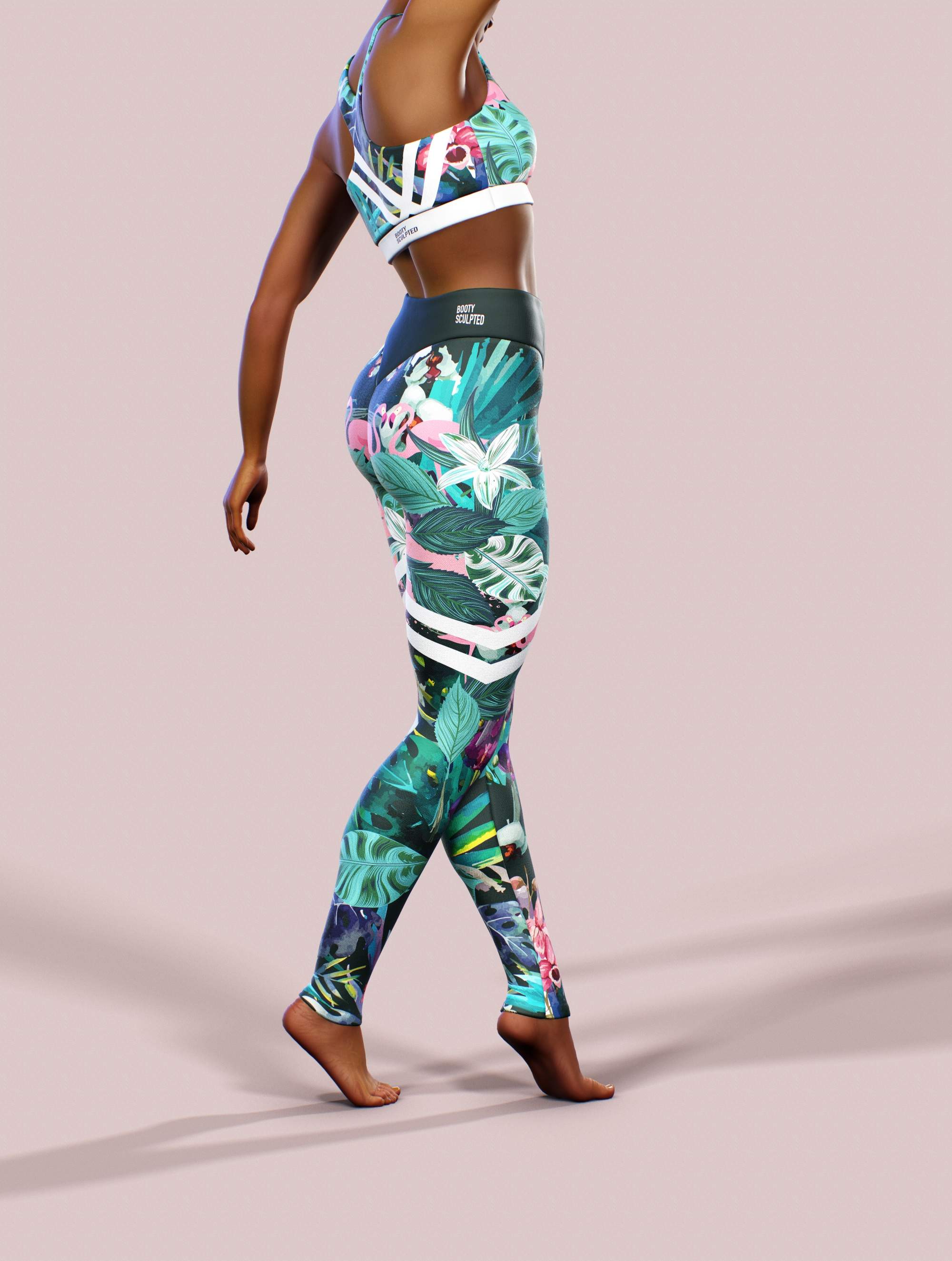 Brunei Orchids High Leggings-High waisted leggings-bootysculpted