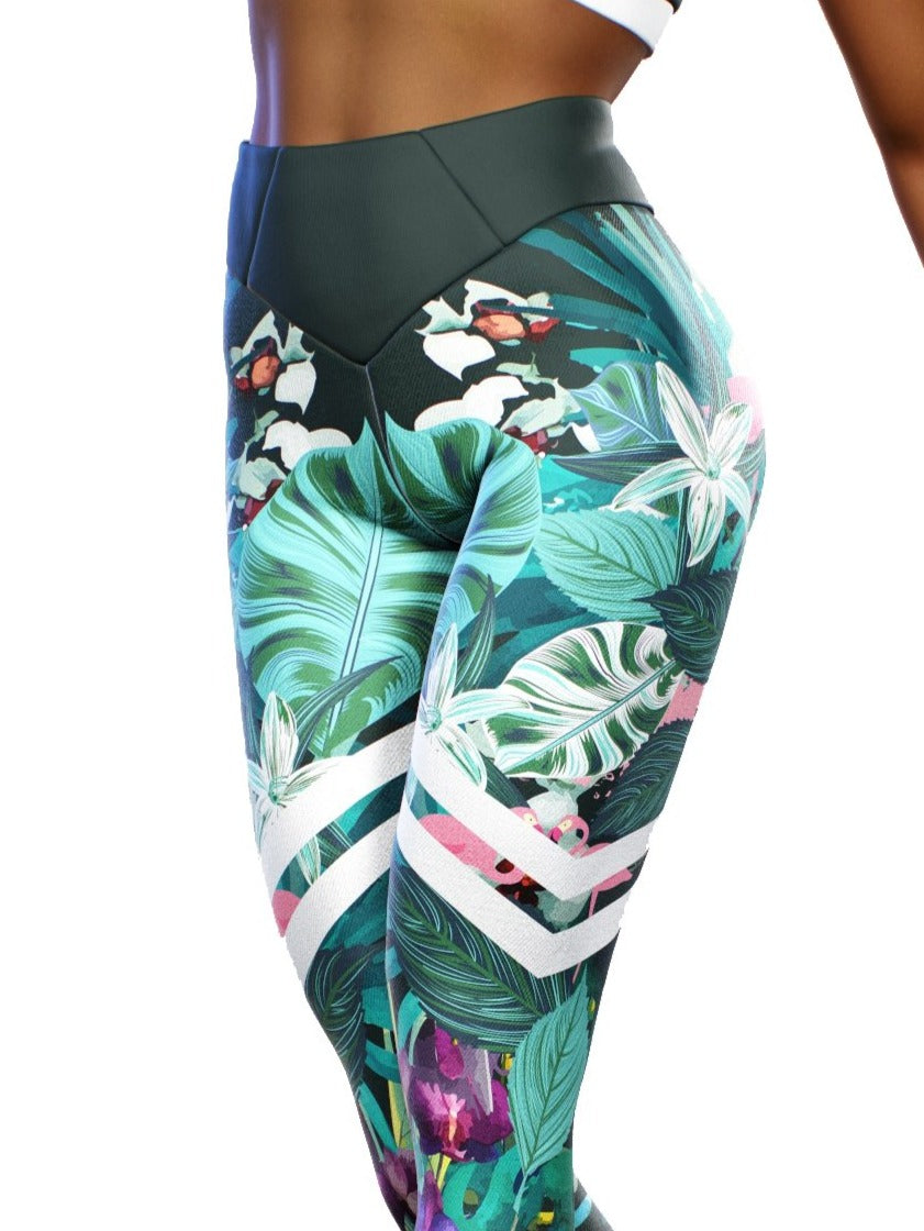 Brunei Orchids High Leggings-High waisted leggings-bootysculpted