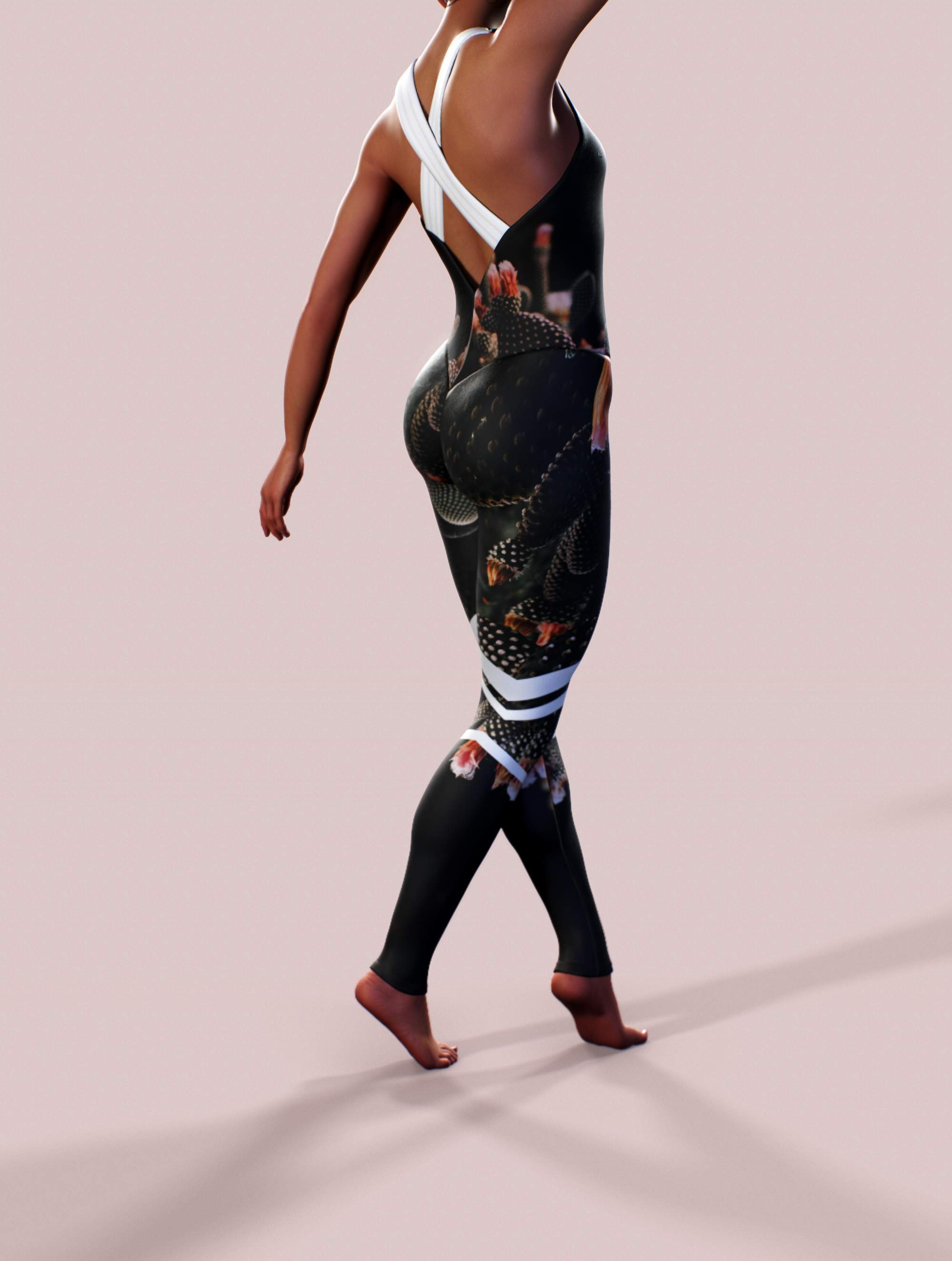 Cactus Forest Black Unitard-unitard-bootysculpted