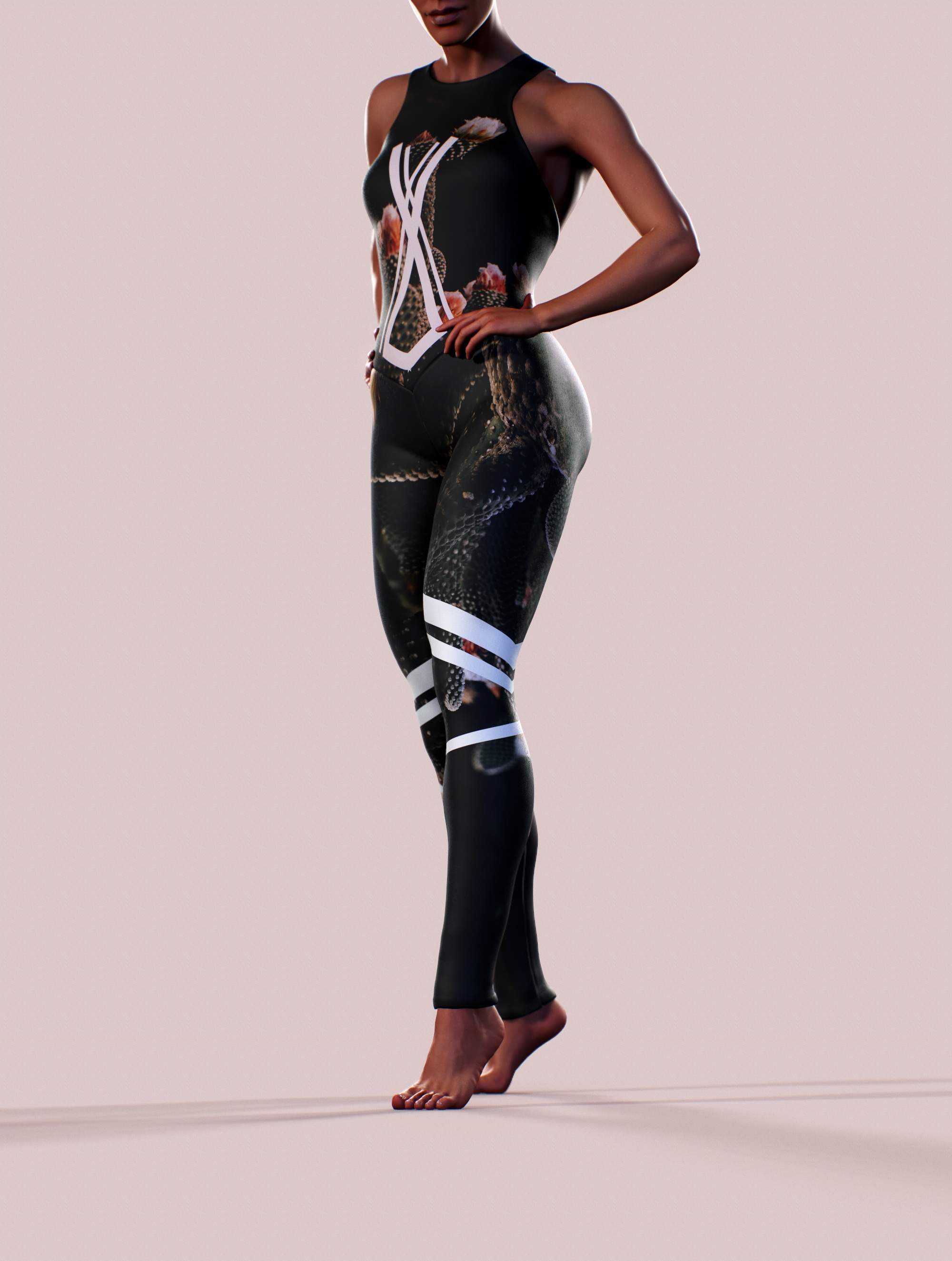 Cactus Forest Black Unitard-unitard-bootysculpted