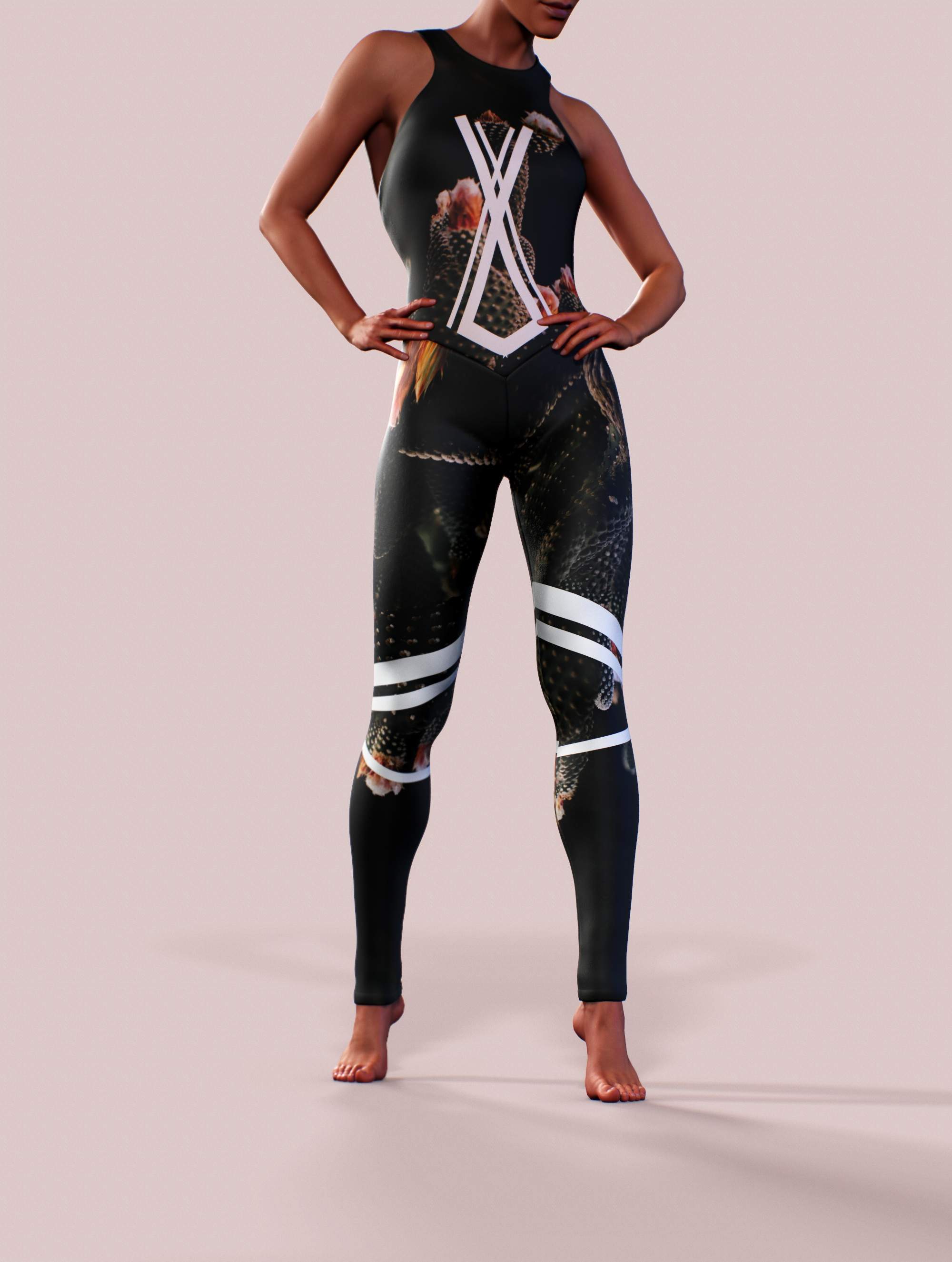 Cactus Forest Black Unitard-unitard-bootysculpted