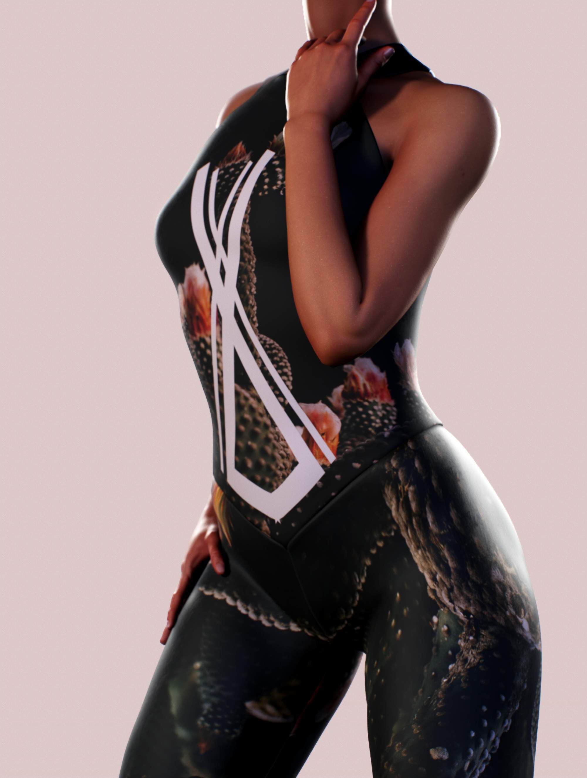 Cactus Forest Black Unitard-unitard-bootysculpted