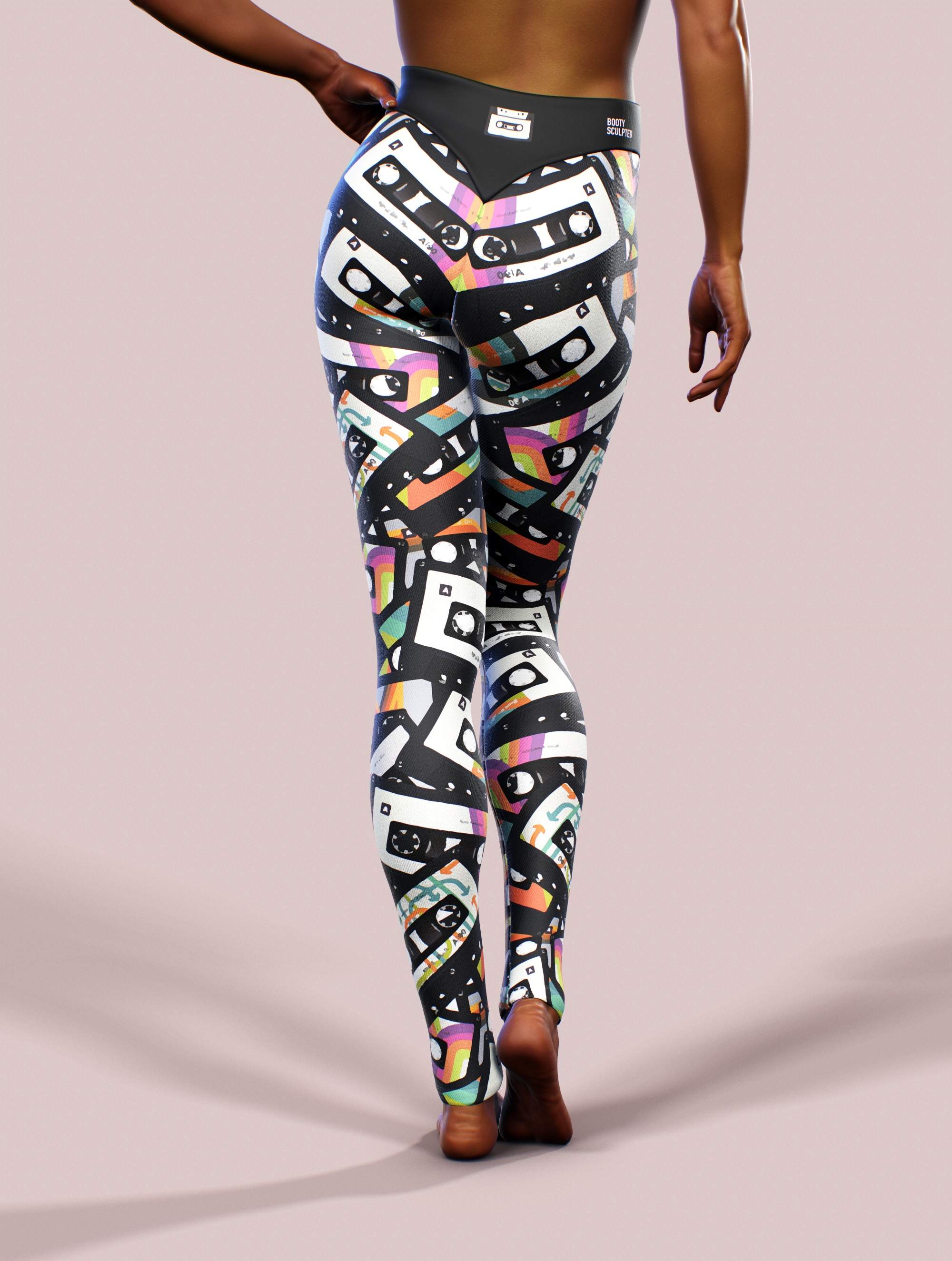 Cassette Tape Yoga Pants-High waisted leggings-bootysculpted